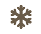 Brown snowflake icon on white background.