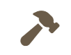 Hammer icon in brown silhouette.
