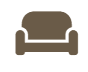 Brown sofa icon on white background.